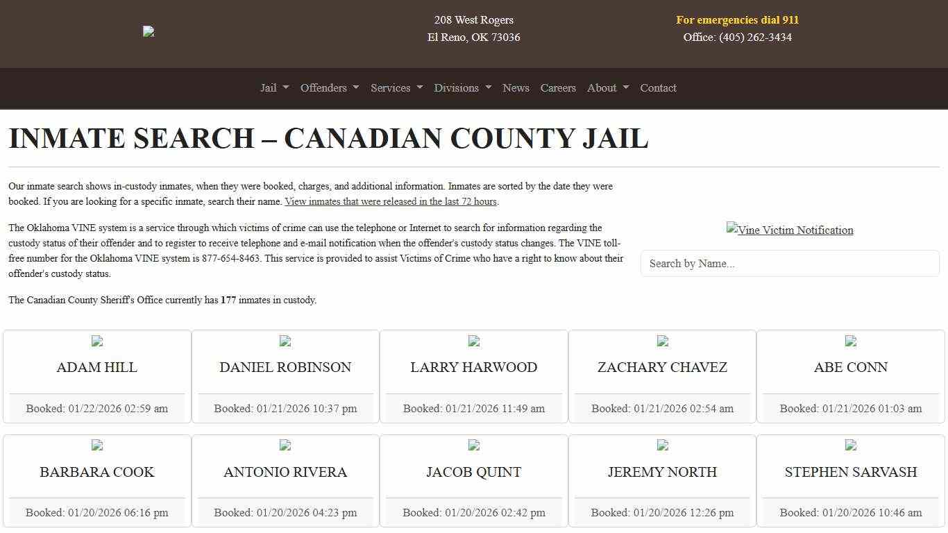 Inmate Search Canadian County Sheriff's Office